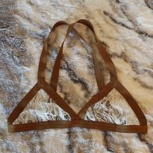 UNDREST // ivory lace bronze strap unlined bralette